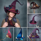 Handcrafted Felted Wool Witch Hat For Halloween With Spiderweb Embroidery Comfortable And Easy To Wear - Image 5