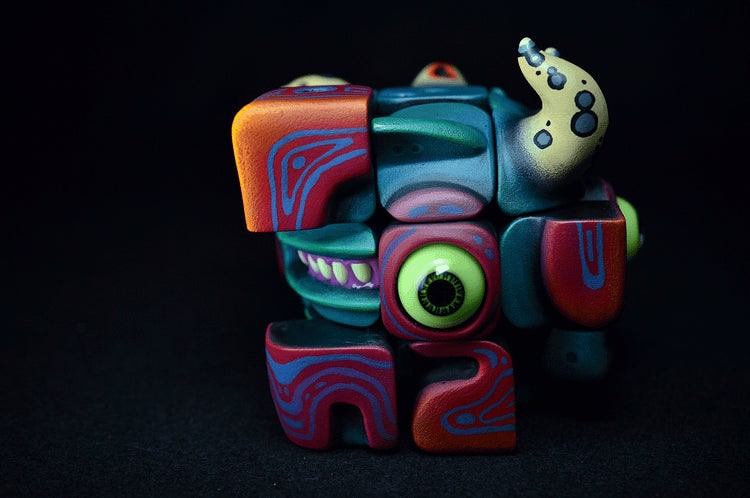 Handmade Art Toy Cube Unique Hand-Painted Puzzle Monster With Double-Sided Designs - Image 5