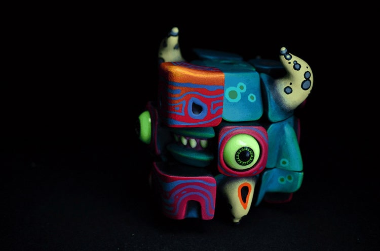 Handmade Art Toy Cube Unique Hand-Painted Puzzle Monster With Double-Sided Designs - Image 7