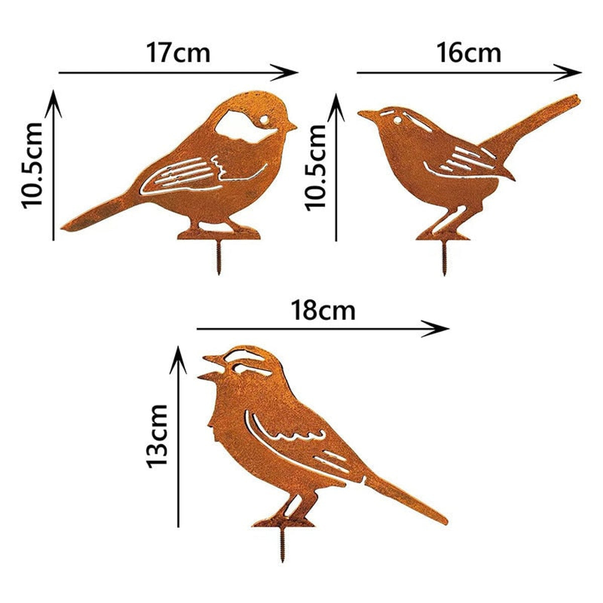 Hawthorne Weathered Corten Steel Bird Silhouettes Set Of 5 For Garden Decor - Image 18