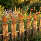 Hawthorne Weathered Corten Steel Bird Silhouettes Set Of 5 For Garden Decor - Image 6