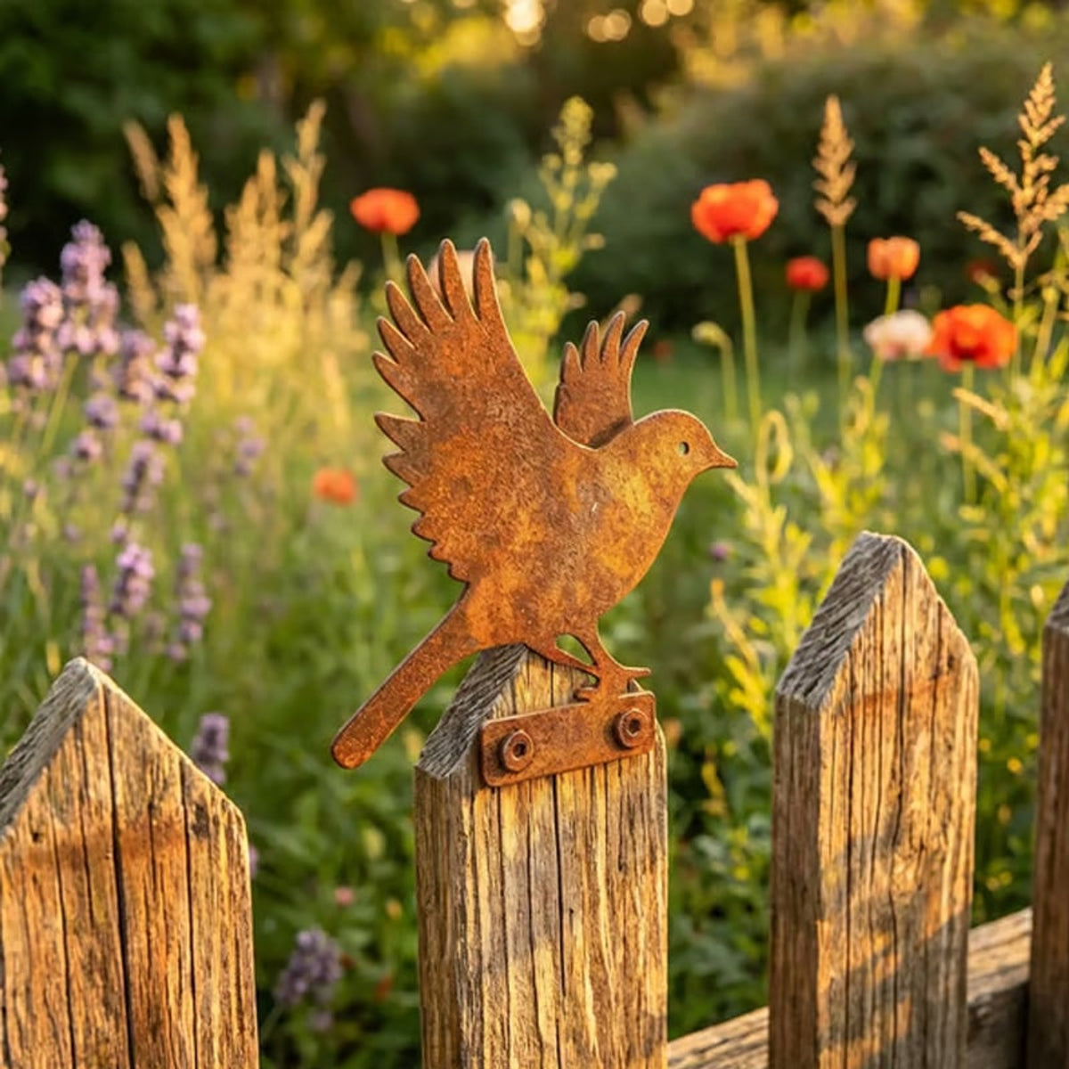 Hawthorne Weathered Corten Steel Bird Silhouettes Set Of 5 For Garden Decor - Image 17