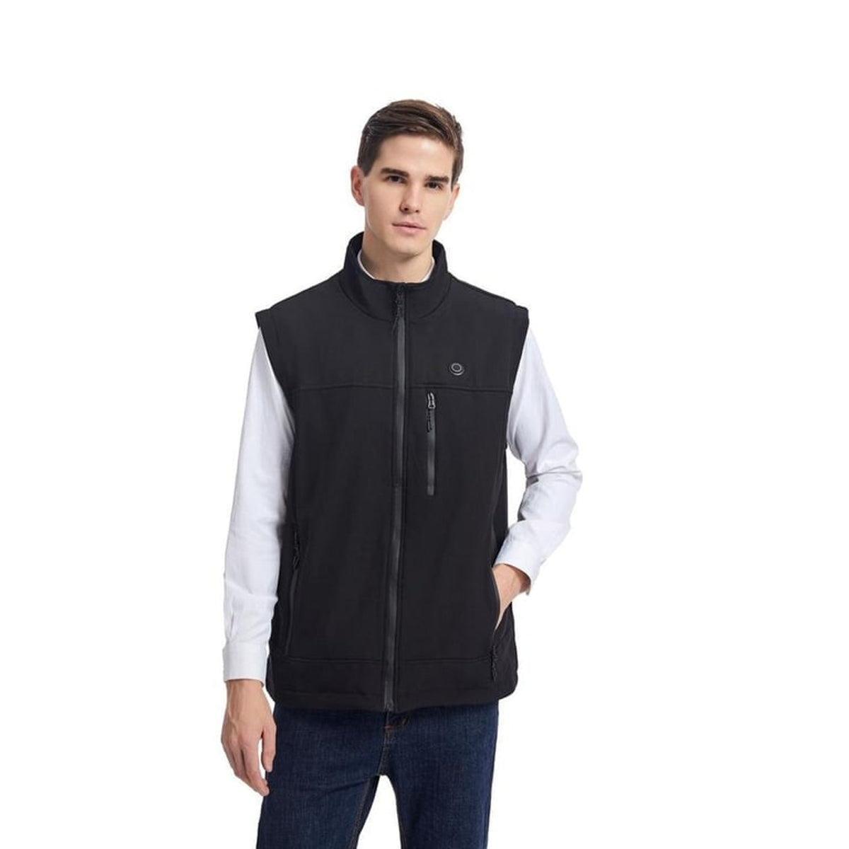 Heated Apparel Men's Vest With Stand Collar Full Zip And Rechargeable USB Power - Image 7