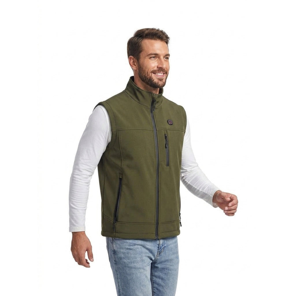 Heated Apparel Men's Vest With Stand Collar Full Zip And Rechargeable USB Power - Image 9