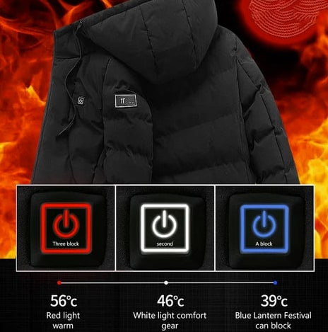 Heated Hooded Jacket With Four Heating Zones And USB Power - Image 4