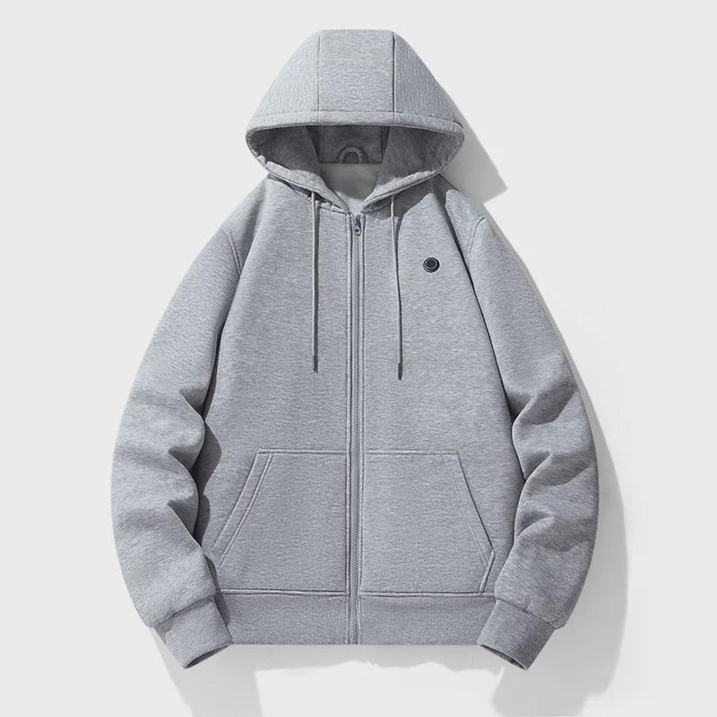 Heated Hoodie Relaxed Zip-Front With Pockets - Image 3