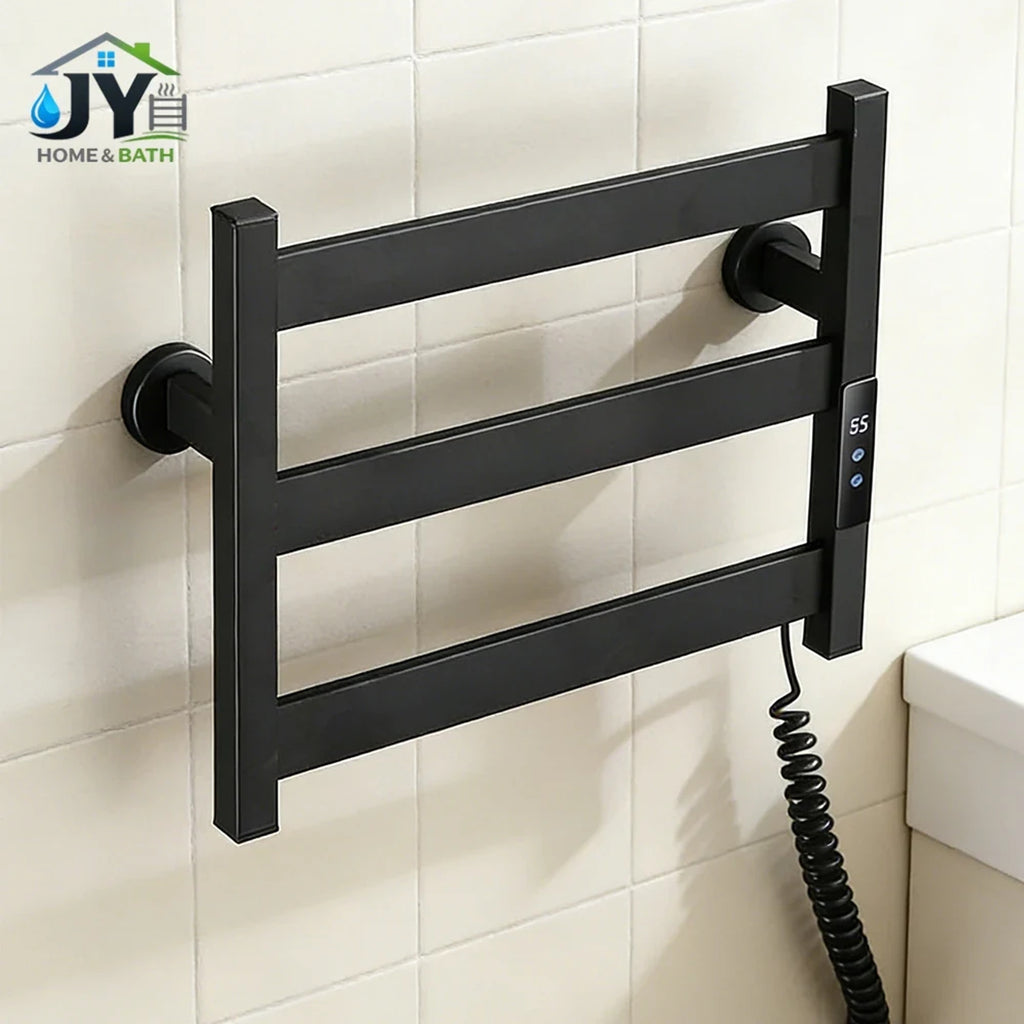 Heated Towel Rack Modern Electric 3 Bars Compact Warmer For Small Bathroom Timer Multi-Level Temperature Space Saving - Image 1
