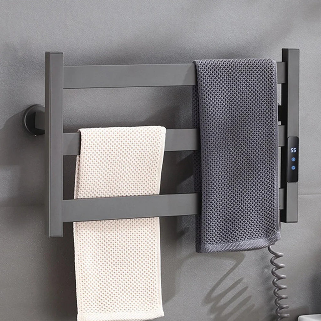 Heated Towel Rack Modern Electric 3 Bars Compact Warmer For Small Bathroom Timer Multi-Level Temperature Space Saving - Image 7