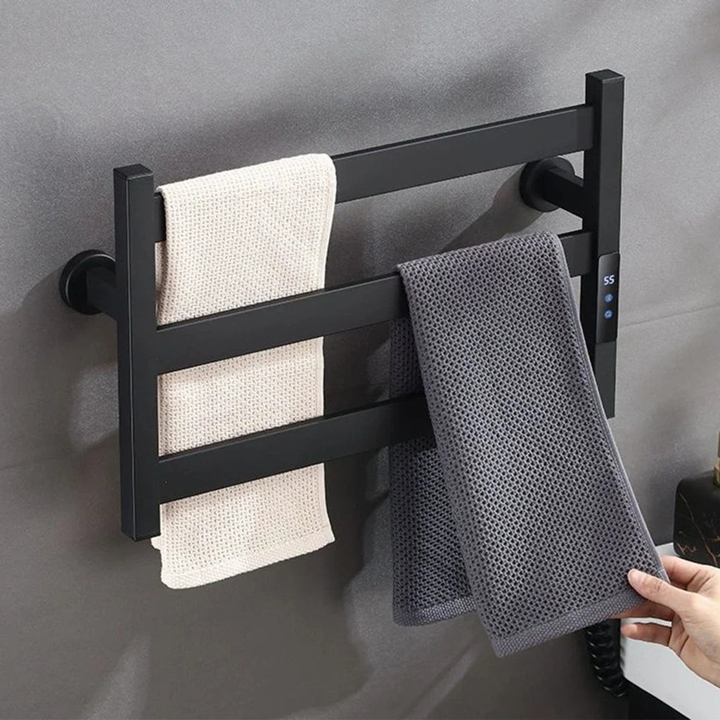 Heated Towel Rack Modern Electric 3 Bars Compact Warmer For Small Bathroom Timer Multi-Level Temperature Space Saving - Image 3