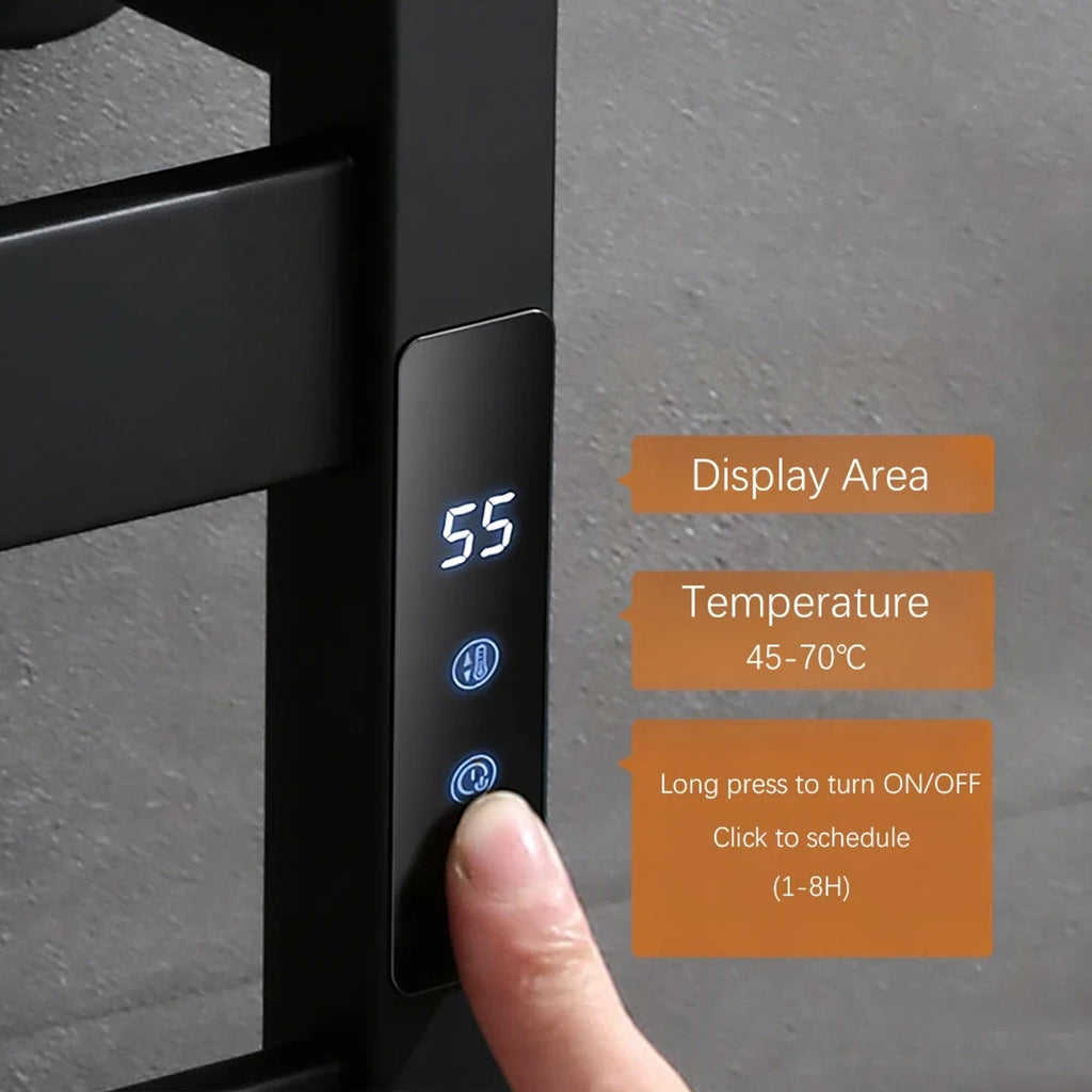 Heated Towel Rack Modern Electric 3 Bars Compact Warmer For Small Bathroom Timer Multi-Level Temperature Space Saving - Image 2
