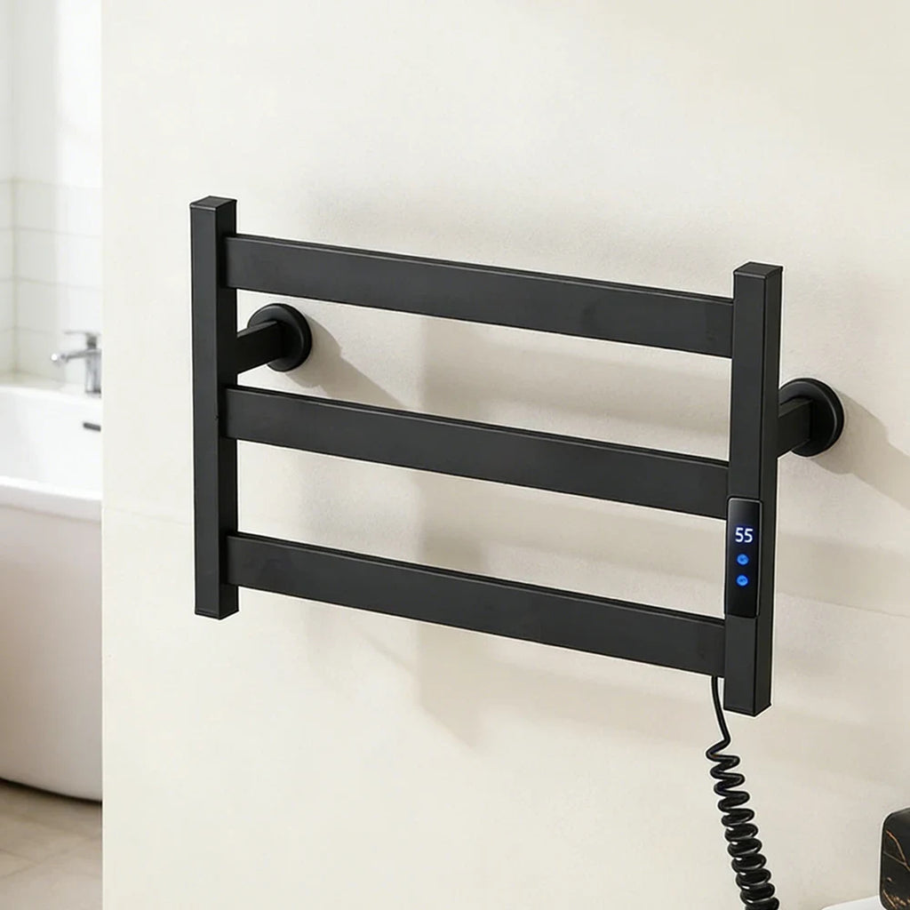 Heated Towel Rack Modern Electric 3 Bars Compact Warmer For Small Bathroom Timer Multi-Level Temperature Space Saving - Image 8