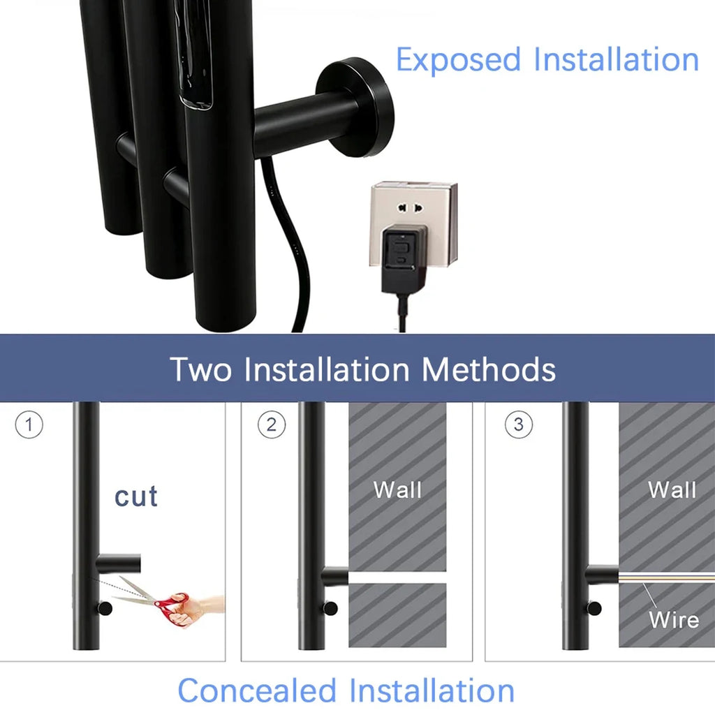 Heated Towel Rack Wall Mount Electric Rail With Digital Control And 304 Stainless Steel Construction - Image 6
