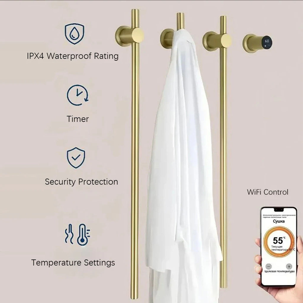 Heated Towel Rack Wall Mounted Bathroom Warmer With Digital Control Stainless Steel Bar - Image 5