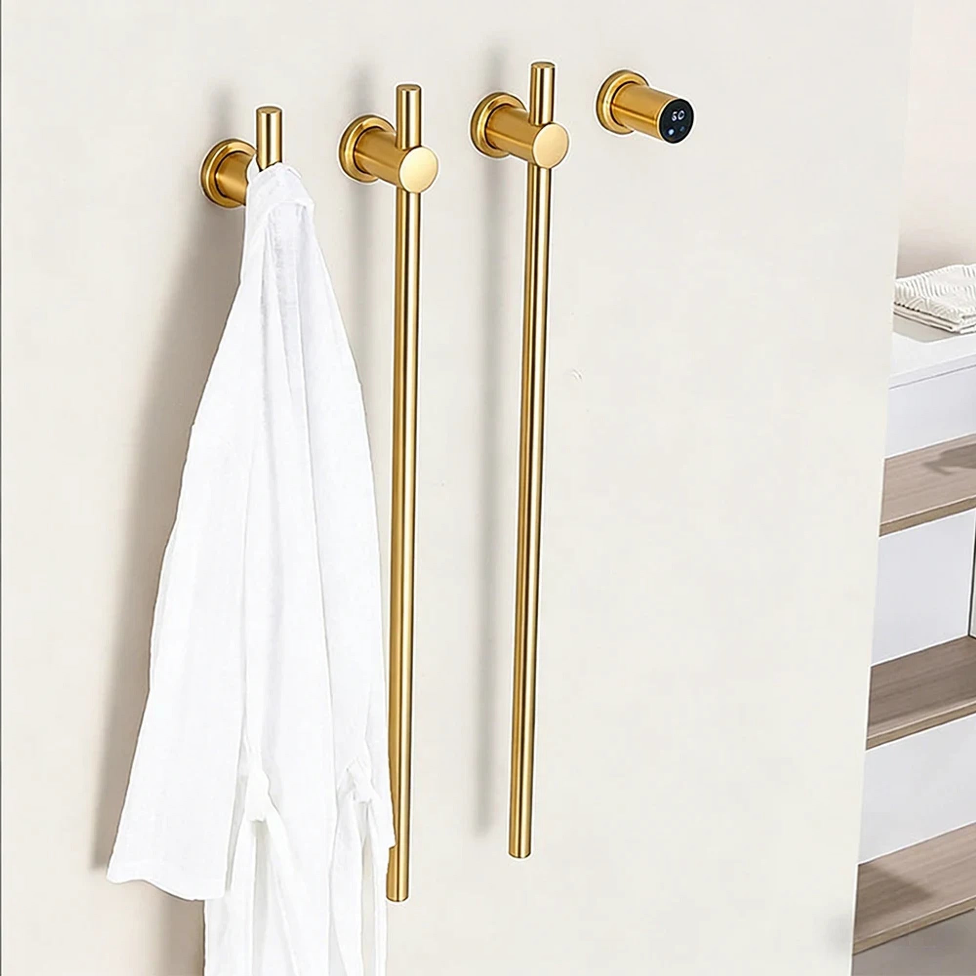 Heated Towel Rack Wall Mounted Bathroom Warmer With Digital Control Stainless Steel Bar - Image 2