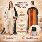 Heated Wearable Blanket Hooded With Foot Pocket Fleece Trim - Image 2