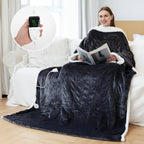 Heated Wearable Blanket Hooded With Foot Pocket Fleece Trim - Image 9
