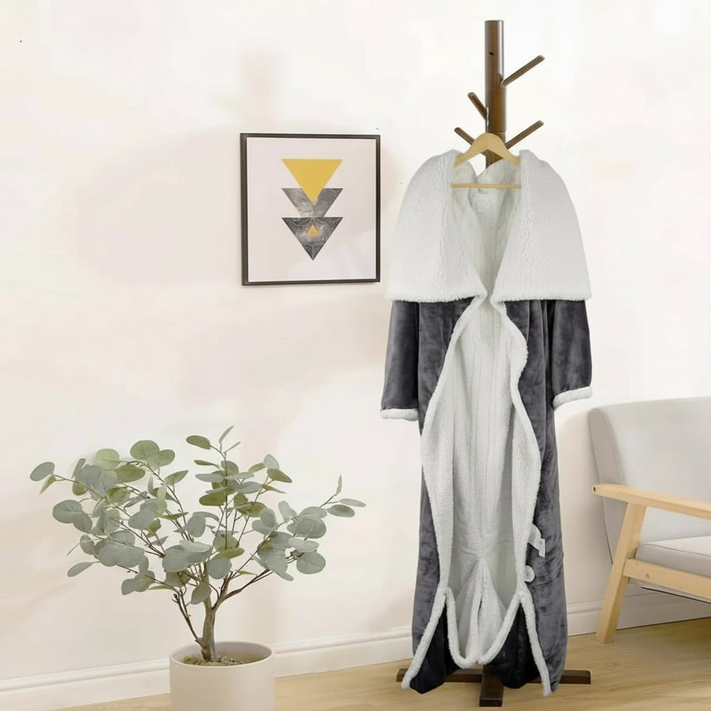 Heated Wearable Blanket Hooded With Foot Pocket Fleece Trim - Image 8