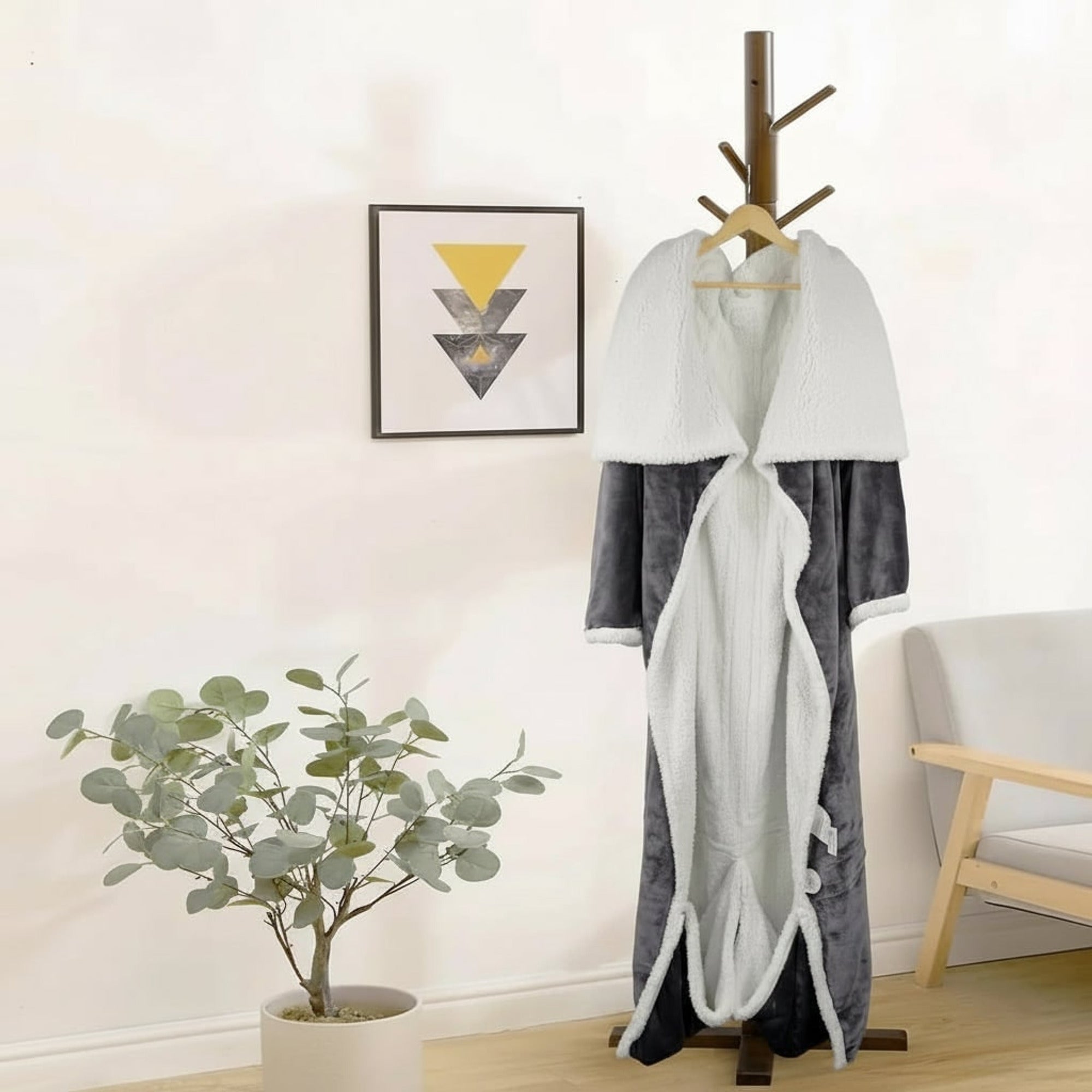 Heated Wearable Blanket Hooded With Foot Pocket Fleece Trim - Image 8