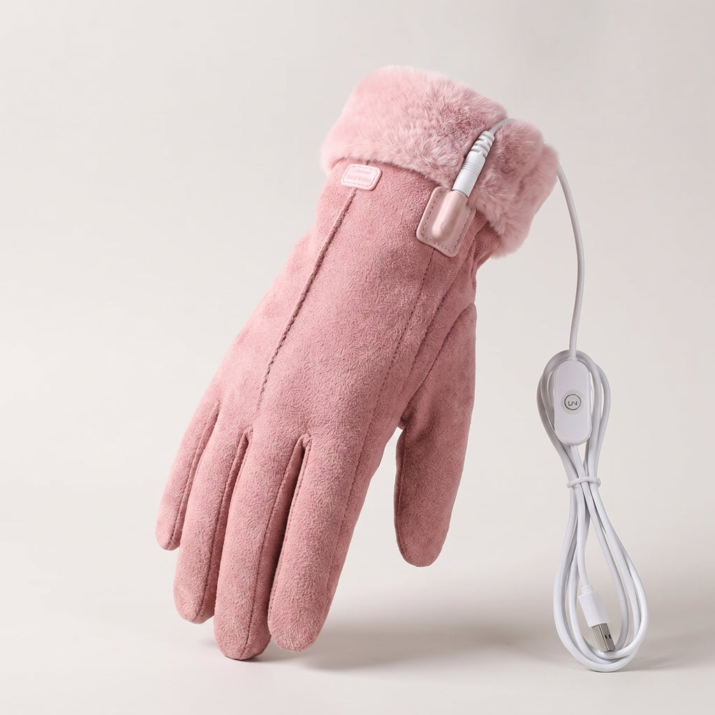 Heated Gloves For Winter Cozy Full-Finger Faux Fur - hero
