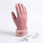Heated Gloves For Winter Cozy Full-Finger Faux Fur - studio