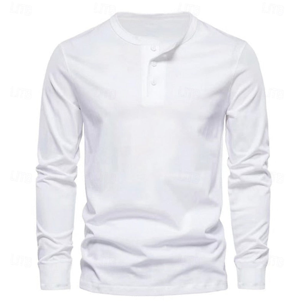 Henley Shirt with Adjustable Long Sleeve and Relaxed Fit - Image 3
