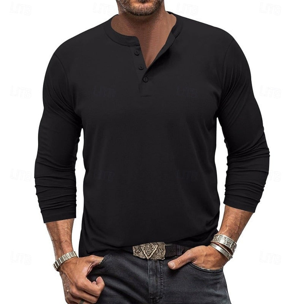 Henley Shirt with Adjustable Long Sleeve and Relaxed Fit - Image 8