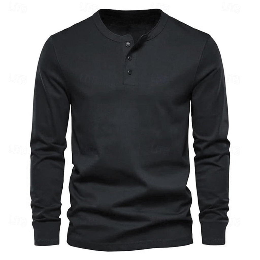 Henley Shirt with Adjustable Long Sleeve and Relaxed Fit - Image 9