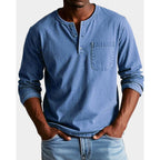 Henley Shirt with Relaxed Fit and Chest Pocket - Image 1