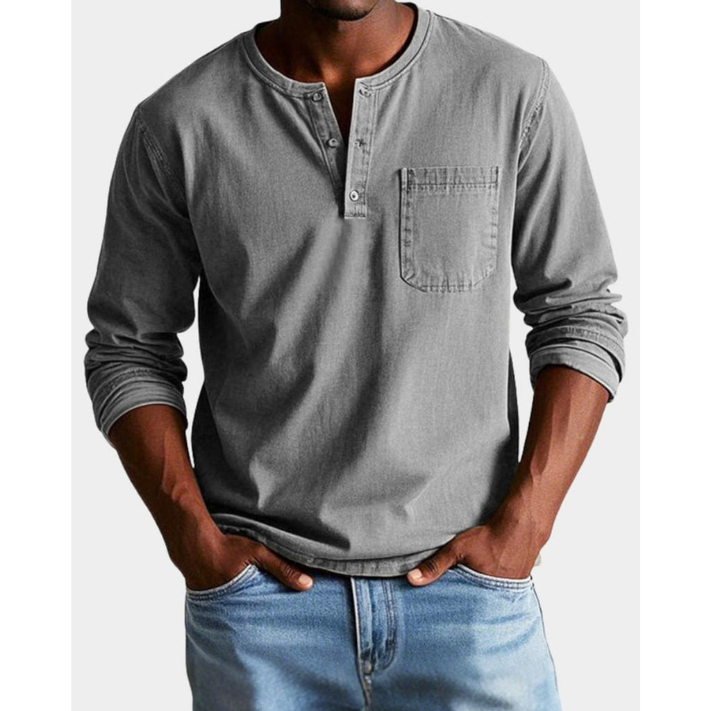 Henley Shirt with Relaxed Fit and Chest Pocket - Image 2