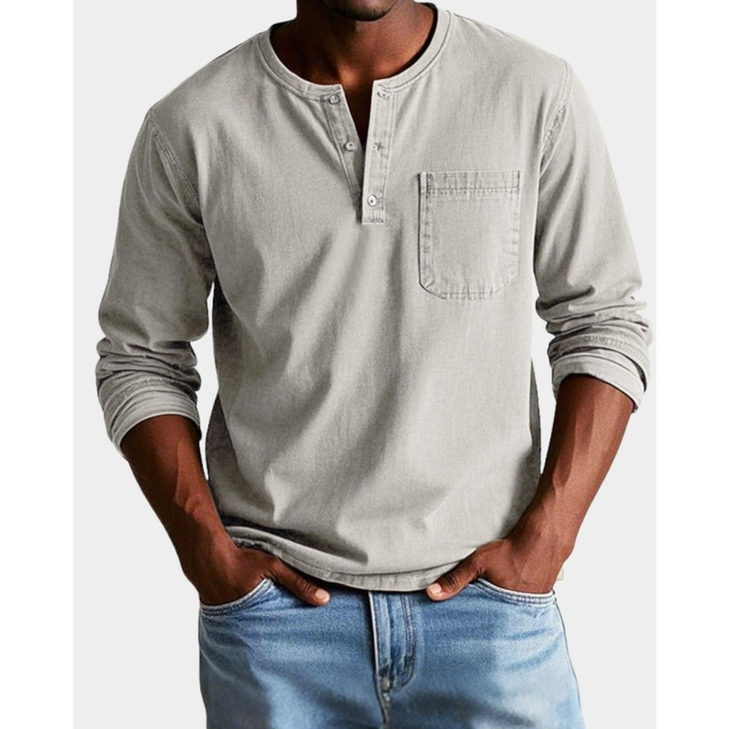 Henley Shirt with Relaxed Fit and Chest Pocket - Image 6