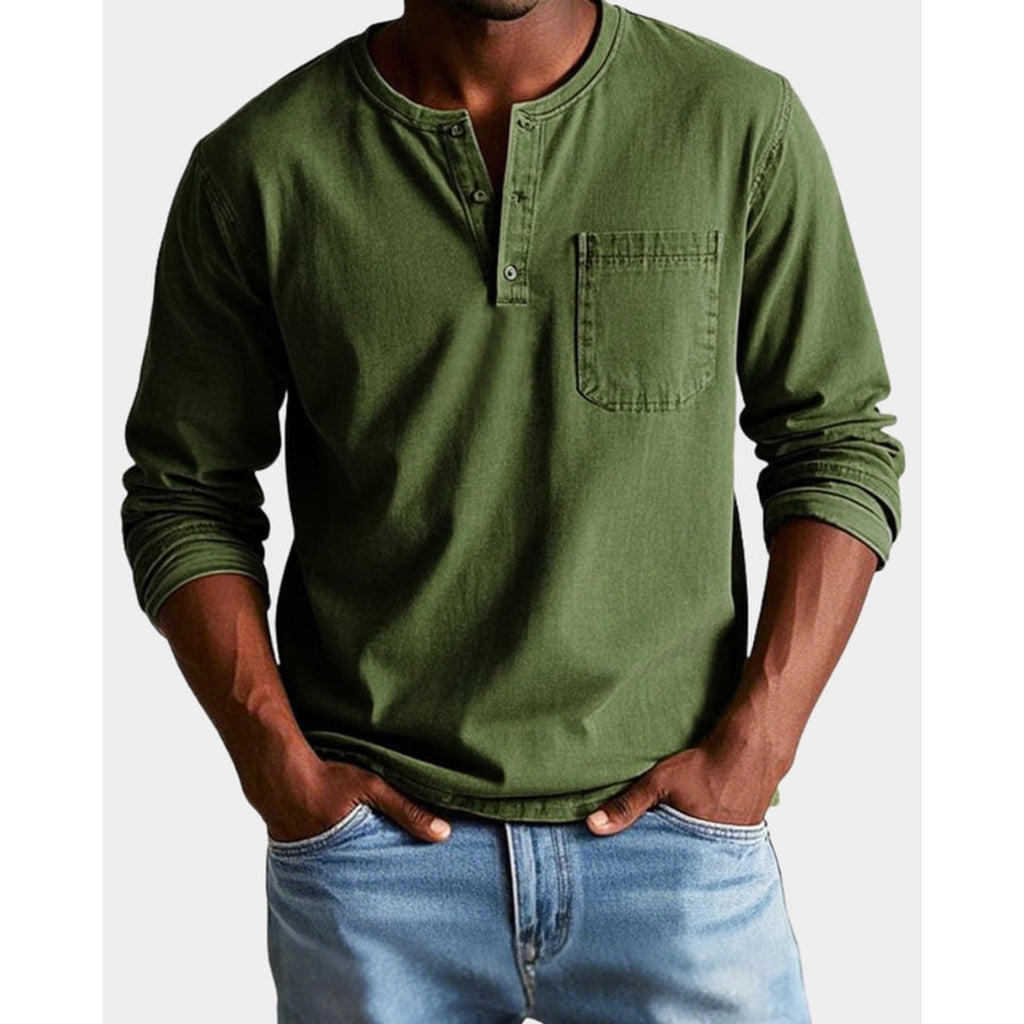 Henley Shirt with Relaxed Fit and Chest Pocket - Image 9