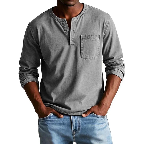 Henley Shirt with Relaxed Tailored Fit and Chest Pocket - Image 4