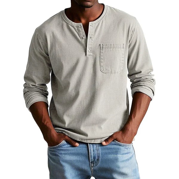 Henley Shirt with Relaxed Tailored Fit and Chest Pocket - Image 6