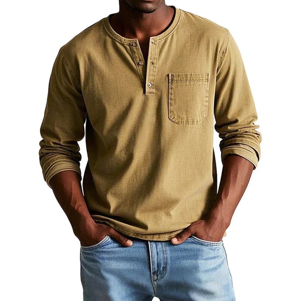 Henley Shirt with Relaxed Tailored Fit and Chest Pocket - Image 7