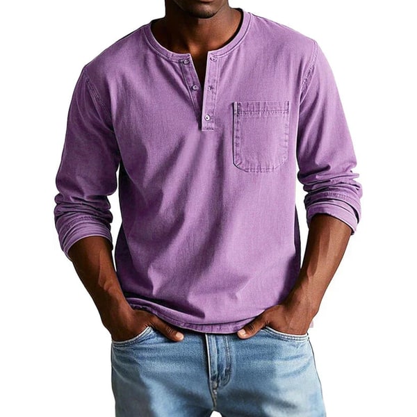 Henley Shirt with Relaxed Tailored Fit and Chest Pocket - Image 8
