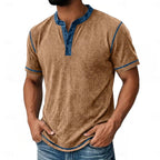 Henley Shirt with Relaxed Waffle Texture and Button Placket - Image 4