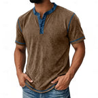 Henley Shirt with Relaxed Waffle Texture and Button Placket - Image 3