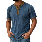 Henley Shirt with Relaxed Waffle Texture and Button Placket - Image 1