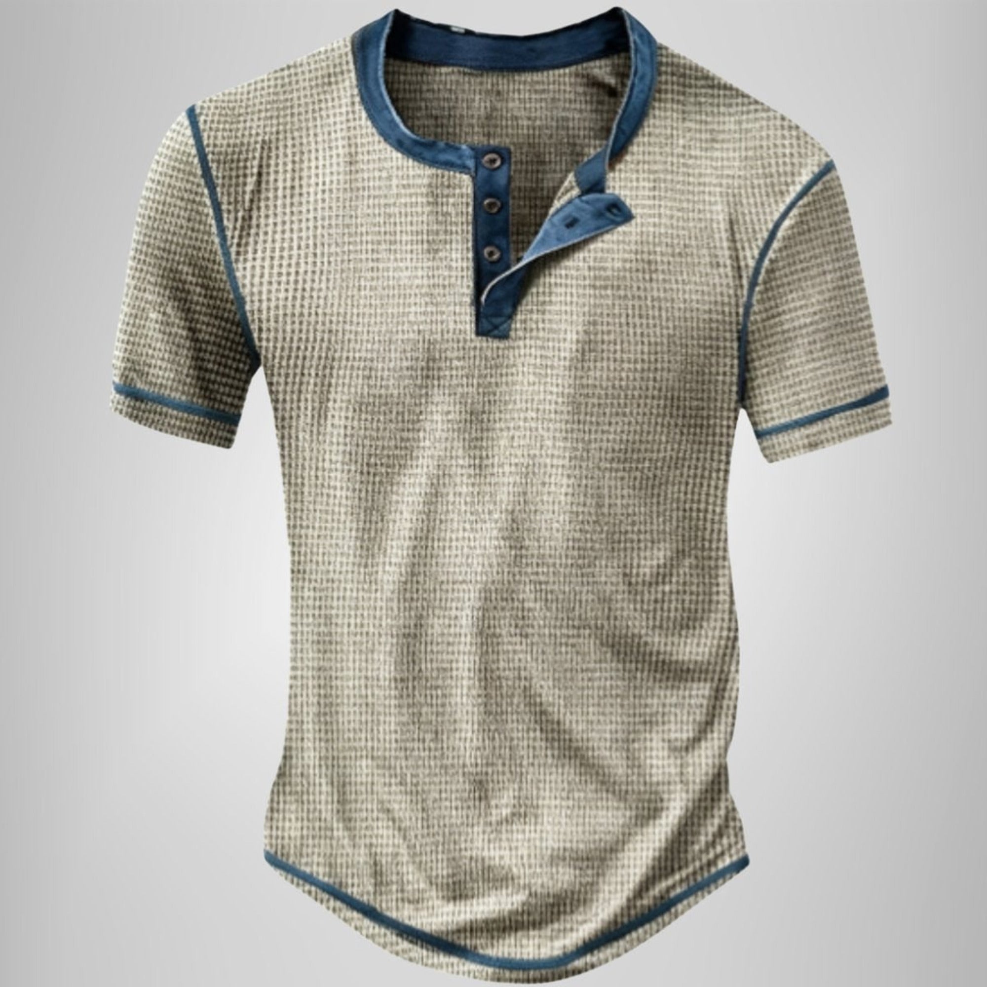 Henley Shirt with Relaxed Waffle Texture and Button Placket - Image 6