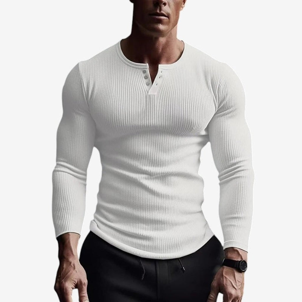Henley Shirt with Streamlined Slim Fit and Button-Front - Image 1