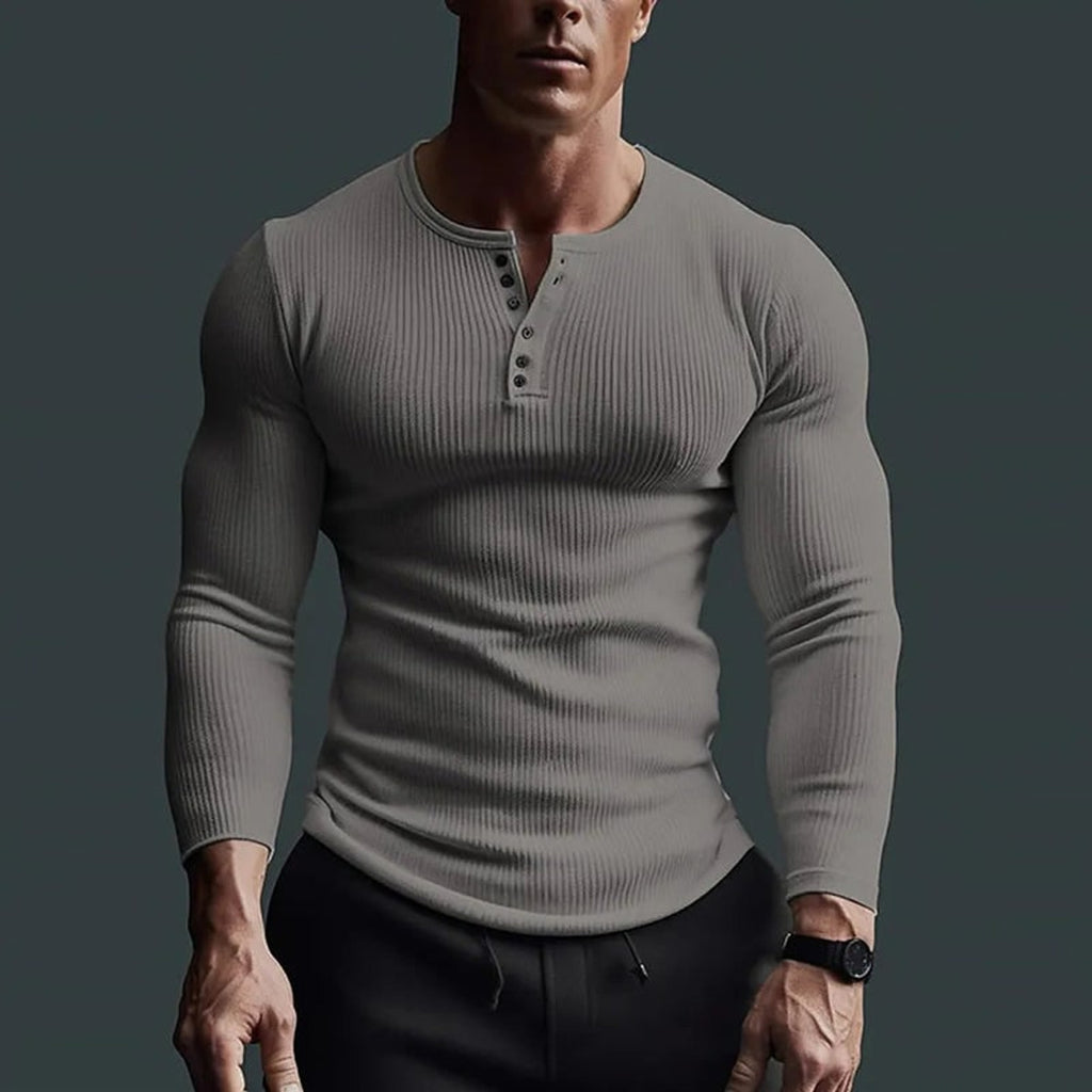 Henley Shirt with Streamlined Slim Fit and Button-Front - Image 4