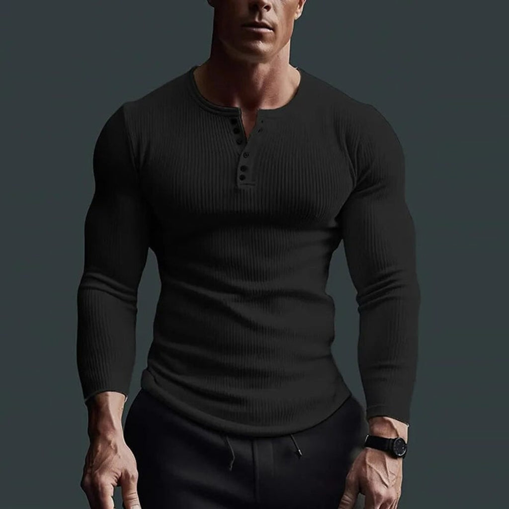 Henley Shirt with Streamlined Slim Fit and Button-Front - Image 5
