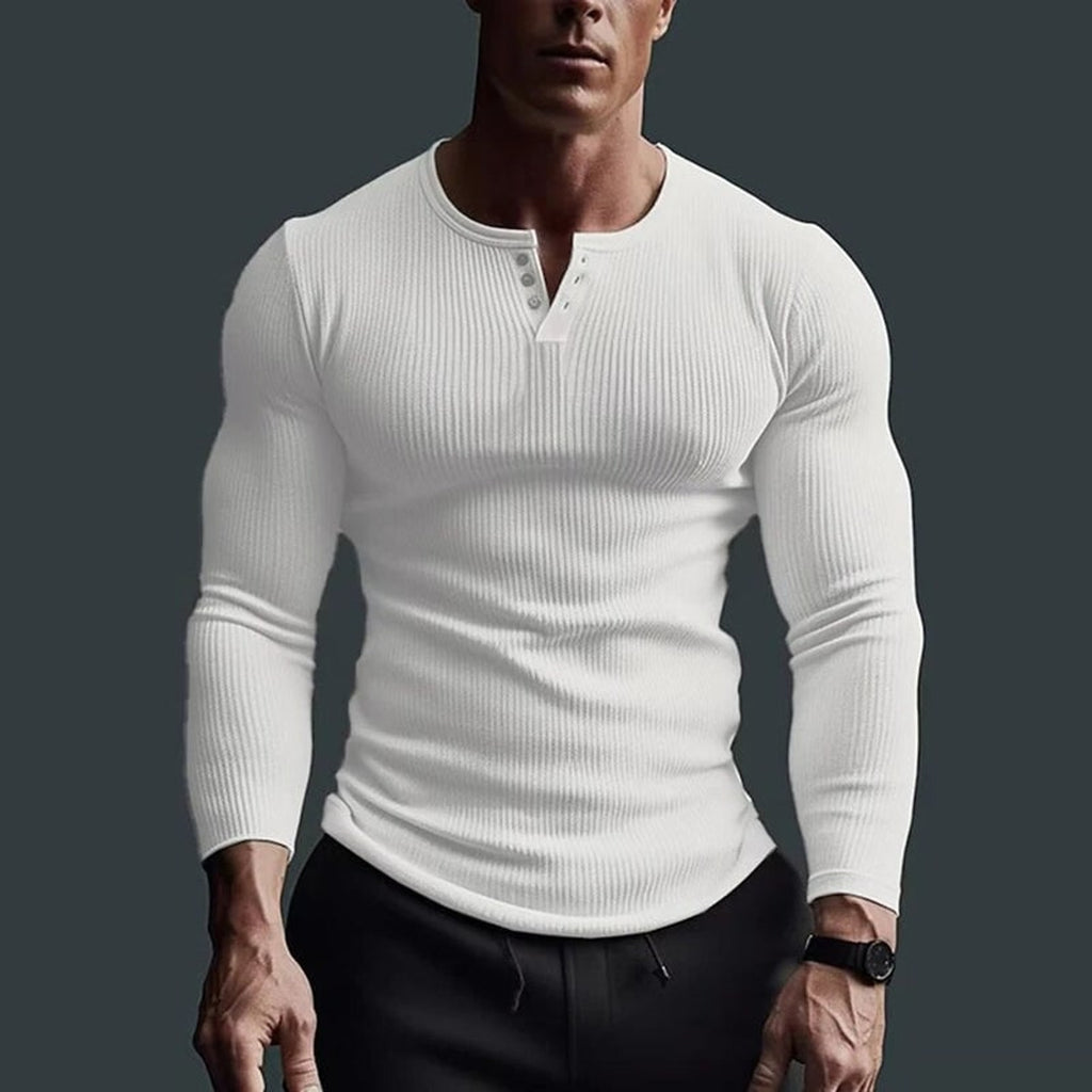 Henley Shirt with Streamlined Slim Fit and Button-Front - Image 6