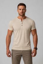 Henley T-Shirt with Relaxed Tailored Fit and Button Placket - Image 5