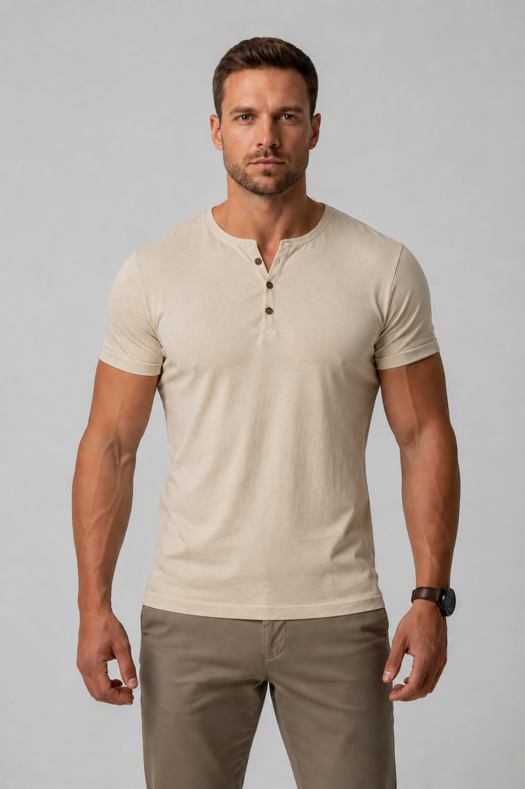 Henley T-Shirt with Relaxed Tailored Fit and Button Placket - Image 5