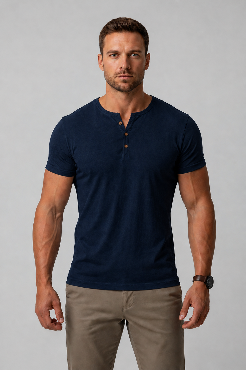 Henley T-Shirt with Relaxed Tailored Fit and Button Placket - Image 6