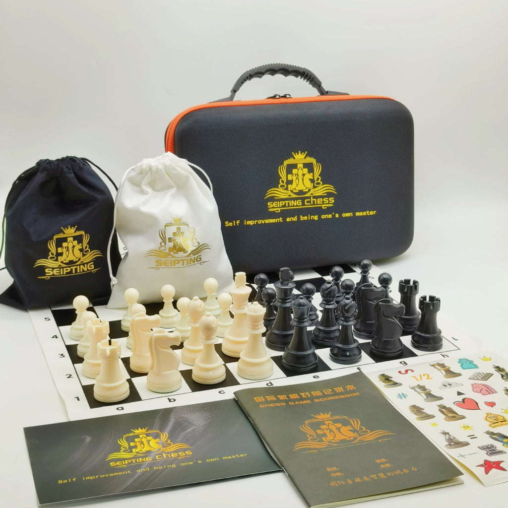 High-End Portable Resin Chess Set With Leather Board And Handbag - Image 4