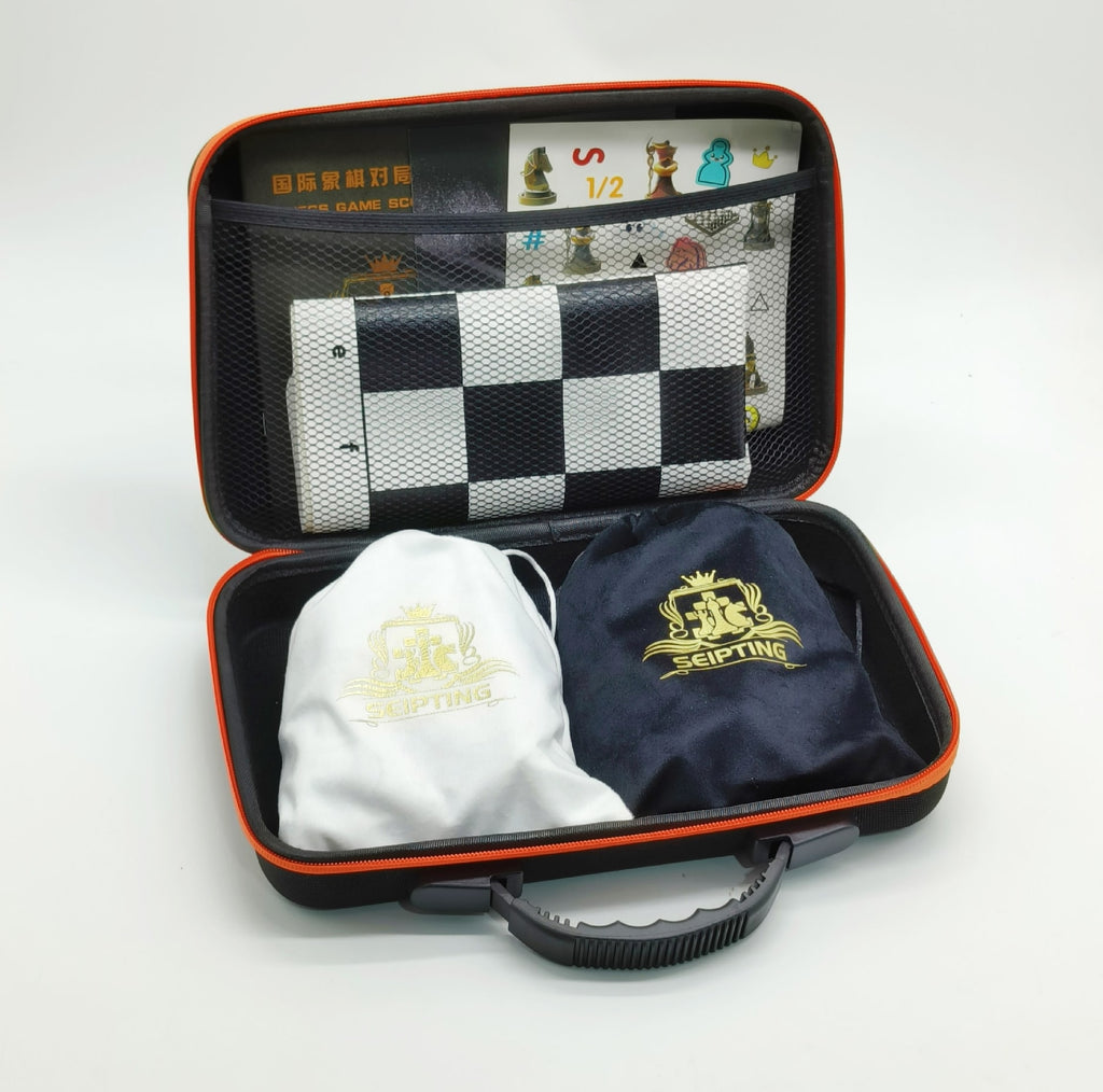 High-End Portable Resin Chess Set With Leather Board And Handbag - Image 8