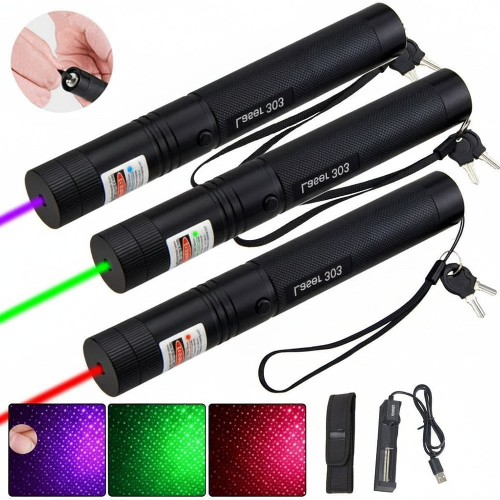 High Power Laser Pointer Pen With Adjustable Focus Ring Safety Key Lock And Rechargeable USB Battery - Image 5