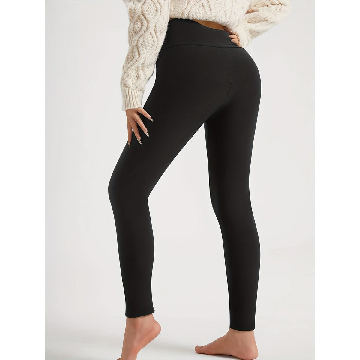 High Waist Fleece Lined Leggings with Plush Sherpa and Fit - Image 2